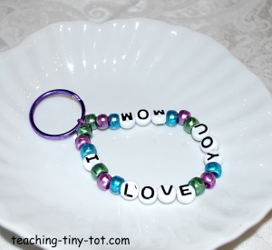 Toddler Activities: I Love You Pony Bead Keychain or Purse Charm