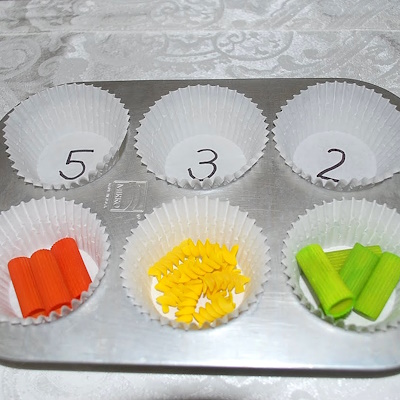 Muffin Pan Counting with Colored Pasta