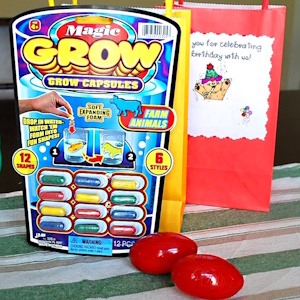 Magic capsules and silly putty are fun toys for goody bags.