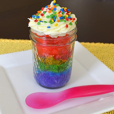 How to make a Rainbow Cake in a Jar.