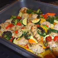 Roasted veggies and chicken