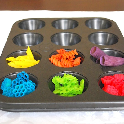 Sorting Pasta in Muffin Pans