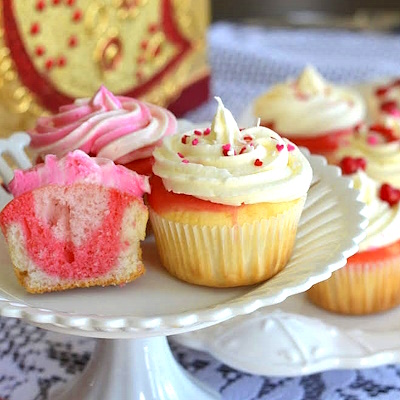 Marbled Pink and White Cupcakes for Valentines Day.